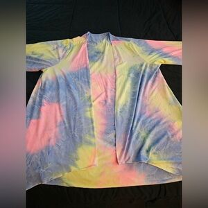 Colorful Tie-Dye Open Cardigan